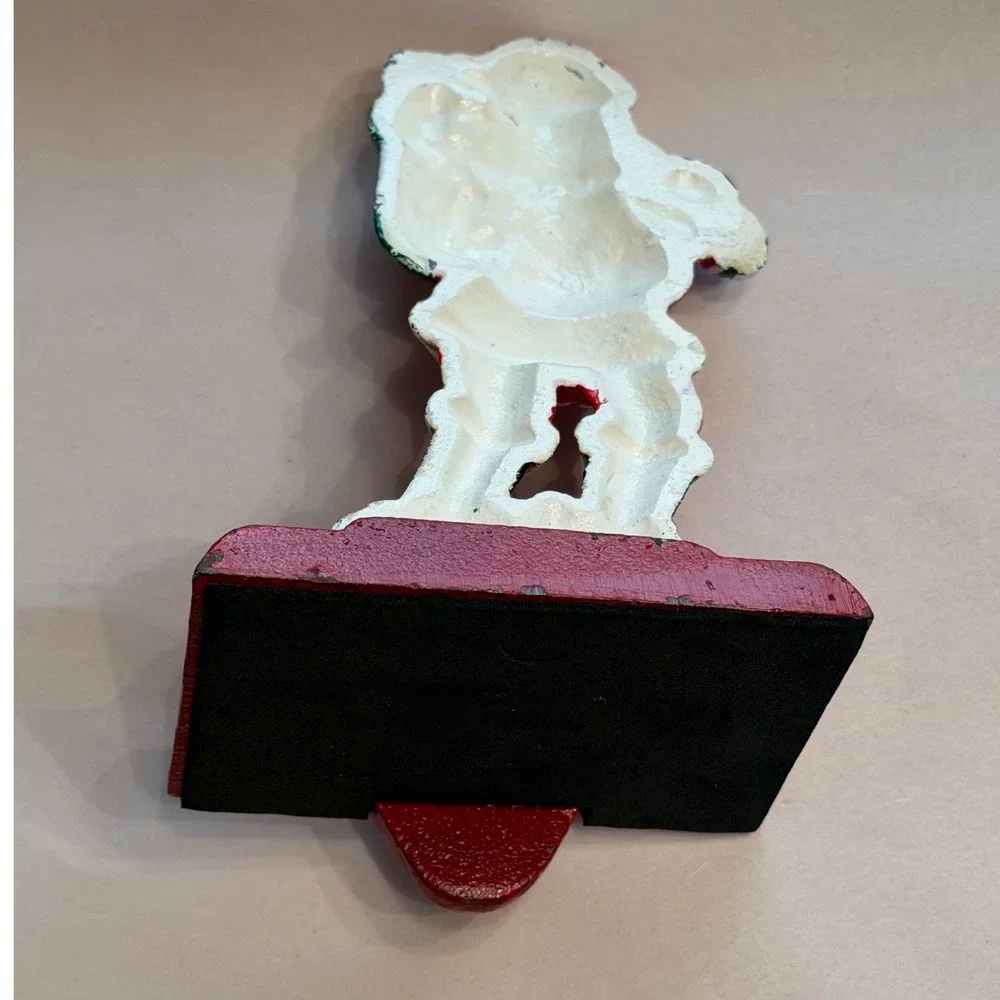 Vintage‎ Cast Iron Santa Claus Stocking Holder Mantle Hook Christmas Decor Retro
